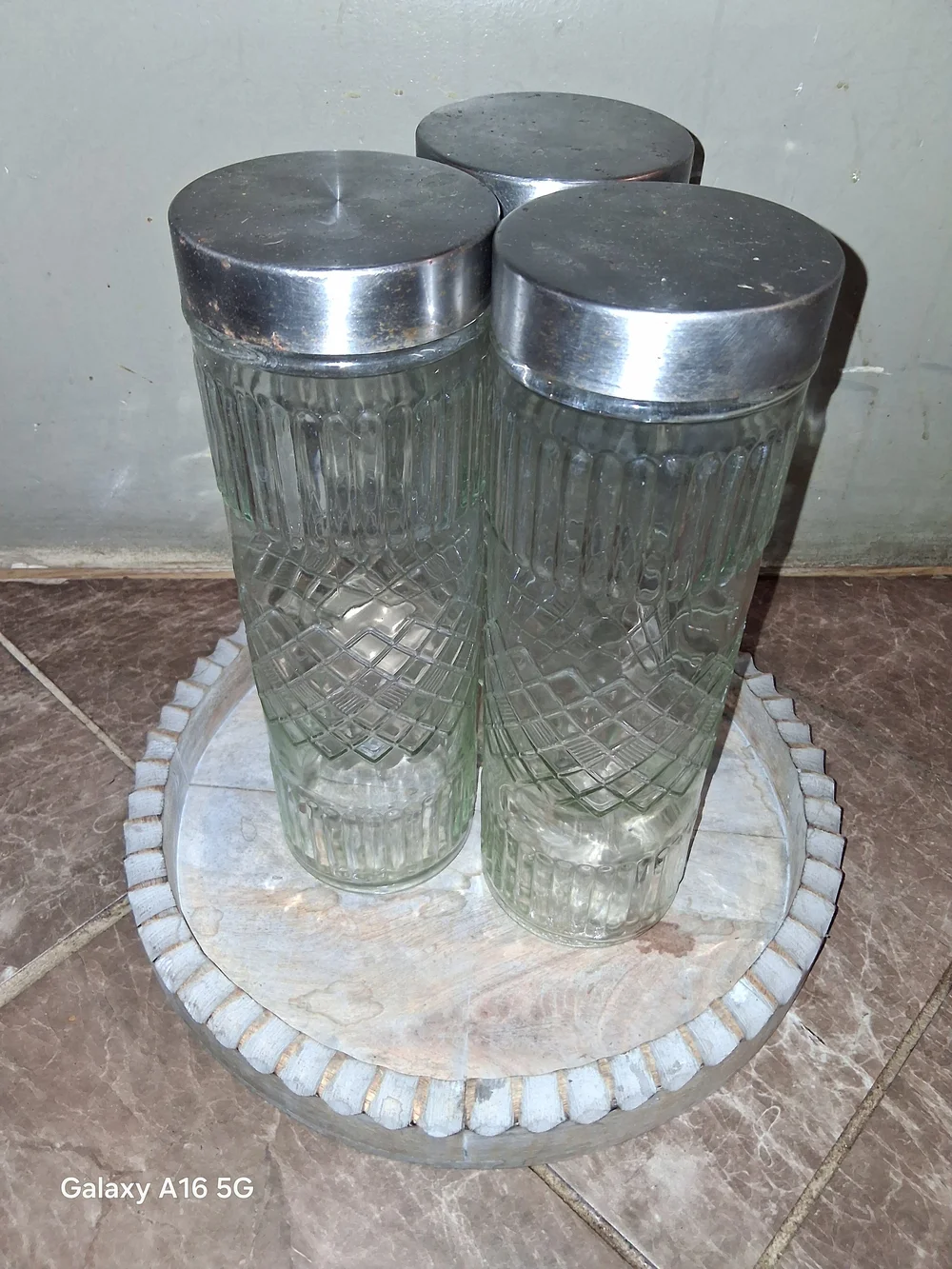 Clear Glass Canister Set with Silver Metal Lids - 3-Pack